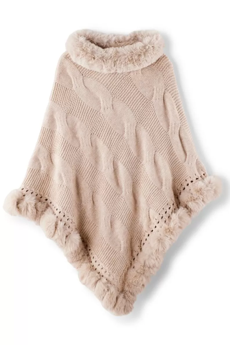 Soft Surroundings Alexi Cable Knit Poncho Oatmeal Discount