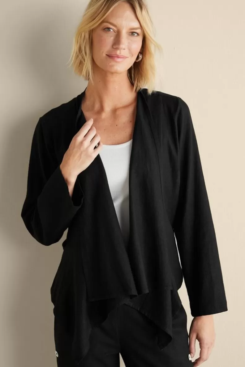 Soft Surroundings Alicante Linen Blend Topper Black Store