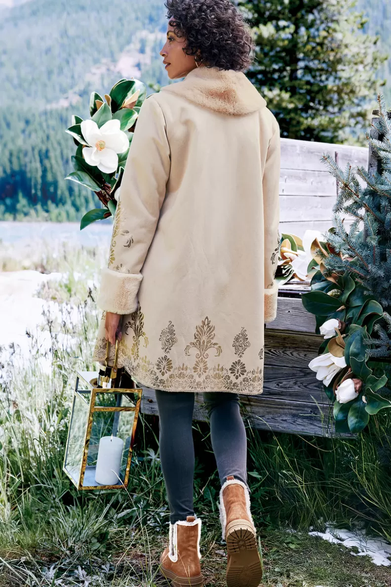 Soft Surroundings Anastasia Faux Shearling Coat Cream Best