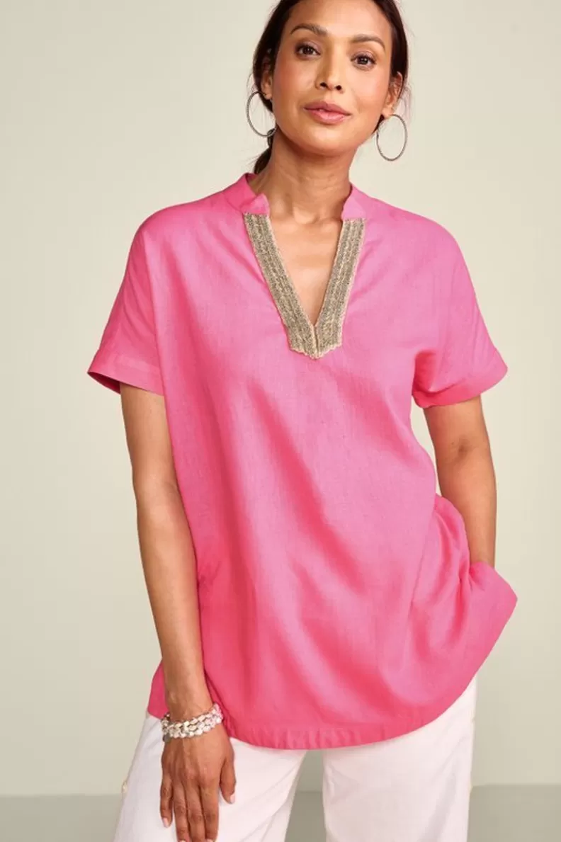Soft Surroundings Annalise Linen Blend Tunic AzaleaPink Fashion