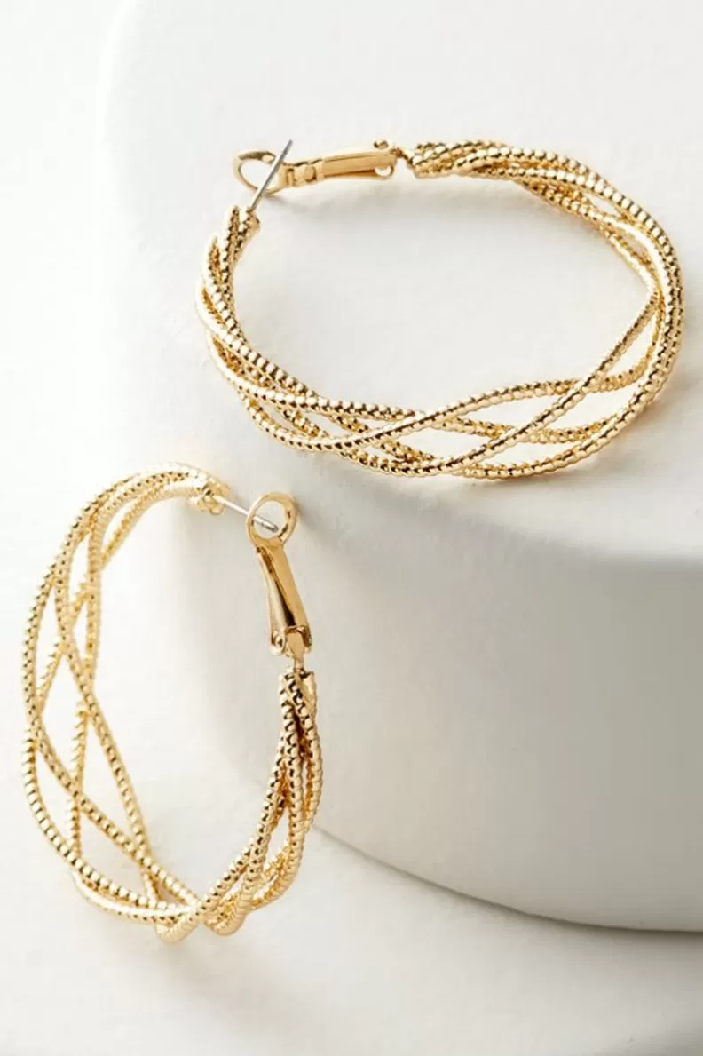 Soft Surroundings Aria Sparkle Hoops Earrings Gold Cheap