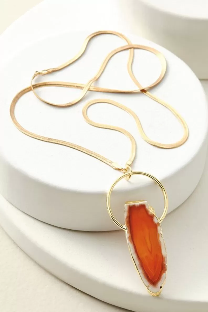 Soft Surroundings Arista Halo Pendant Necklace ScarletOrange Fashion