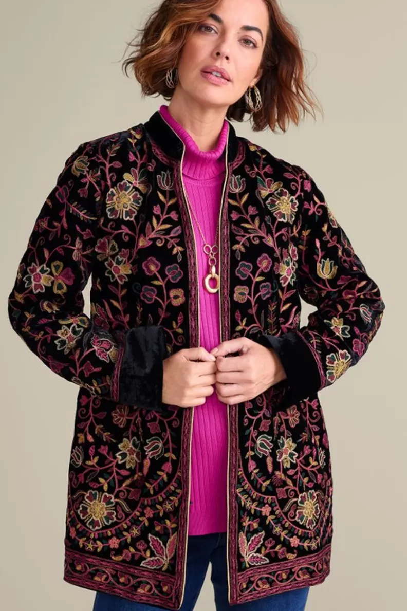 Soft Surroundings Astrid Velvet Jacket Black New