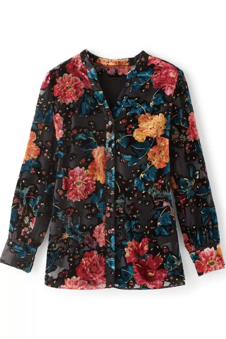 Soft Surroundings Autumn Velvet Tunic BlackMulti Cheap