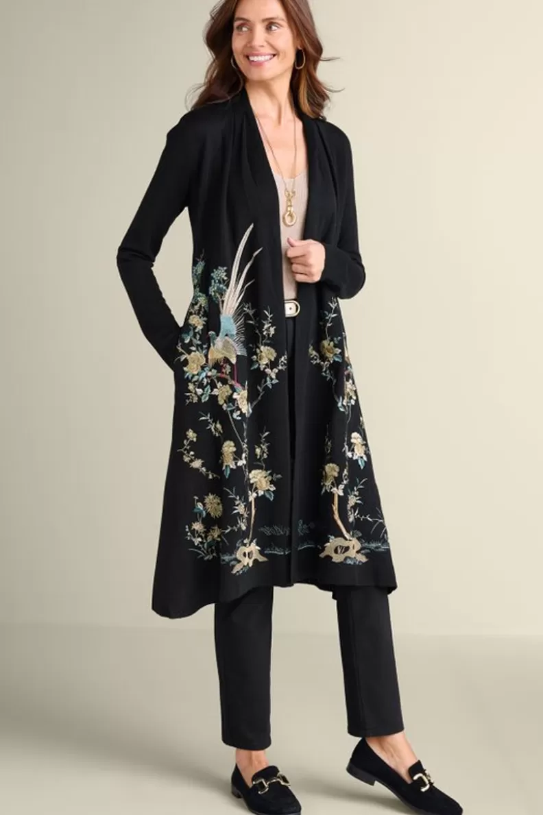 Soft Surroundings Ava Embroidered Cardigan Black Best Sale