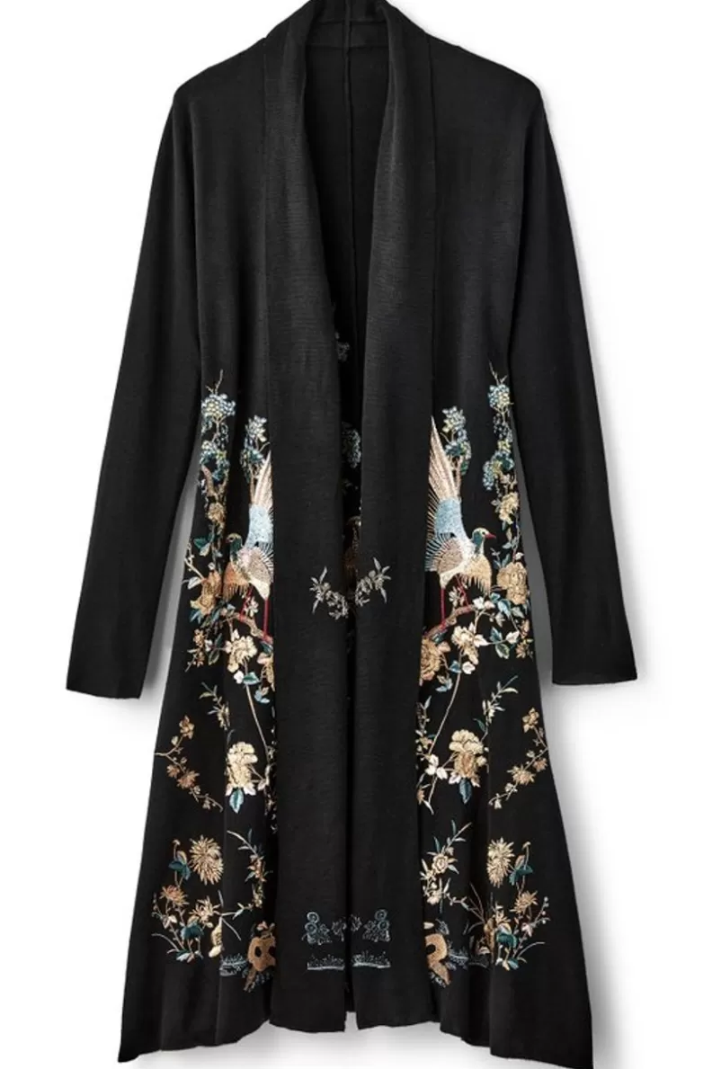 Soft Surroundings Ava Embroidered Cardigan Black Best Sale