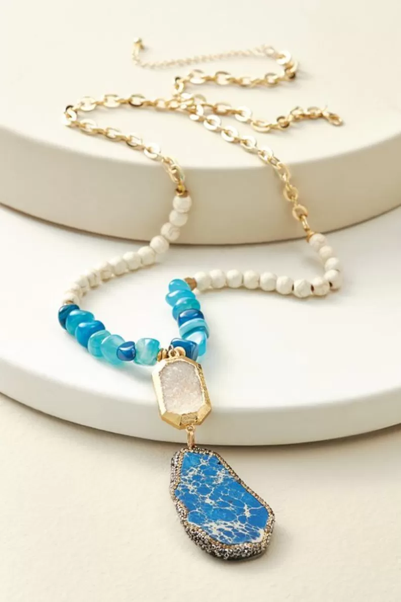 Soft Surroundings Aviana Reversible Pendant Necklace BlueLapis Outlet
