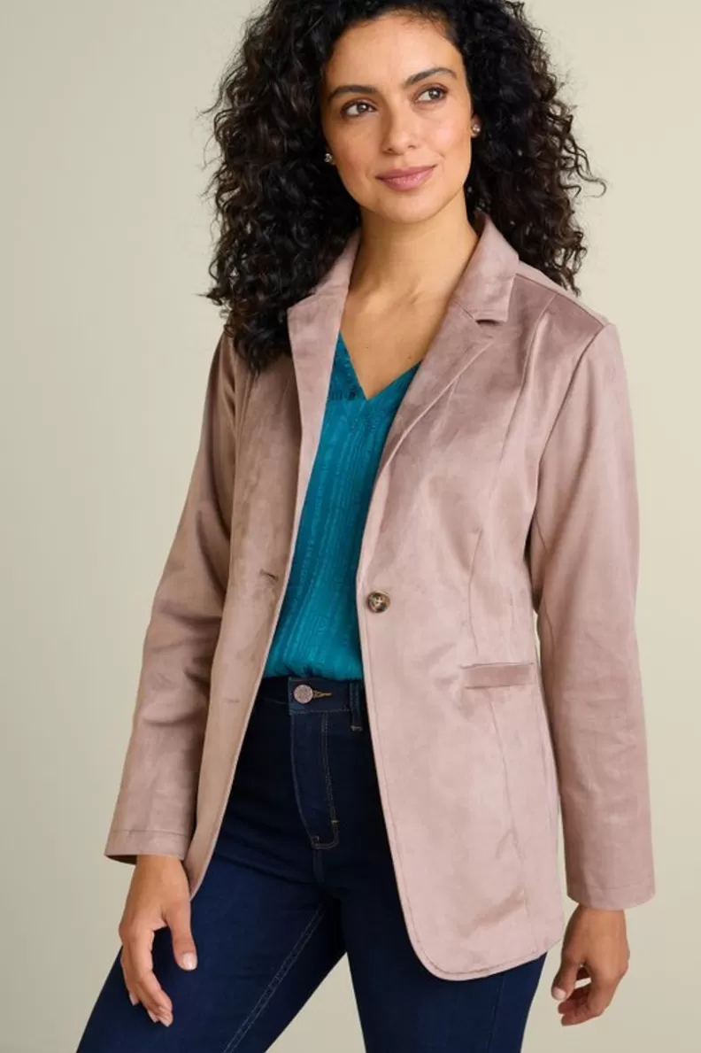 Soft Surroundings Breck Faux Suede Blazer Stone Cheap