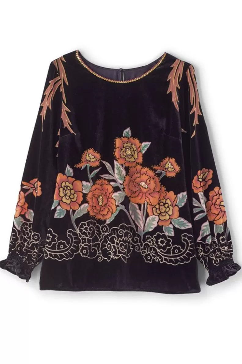 Soft Surroundings Brielle Velvet Top BlackMulti Cheap