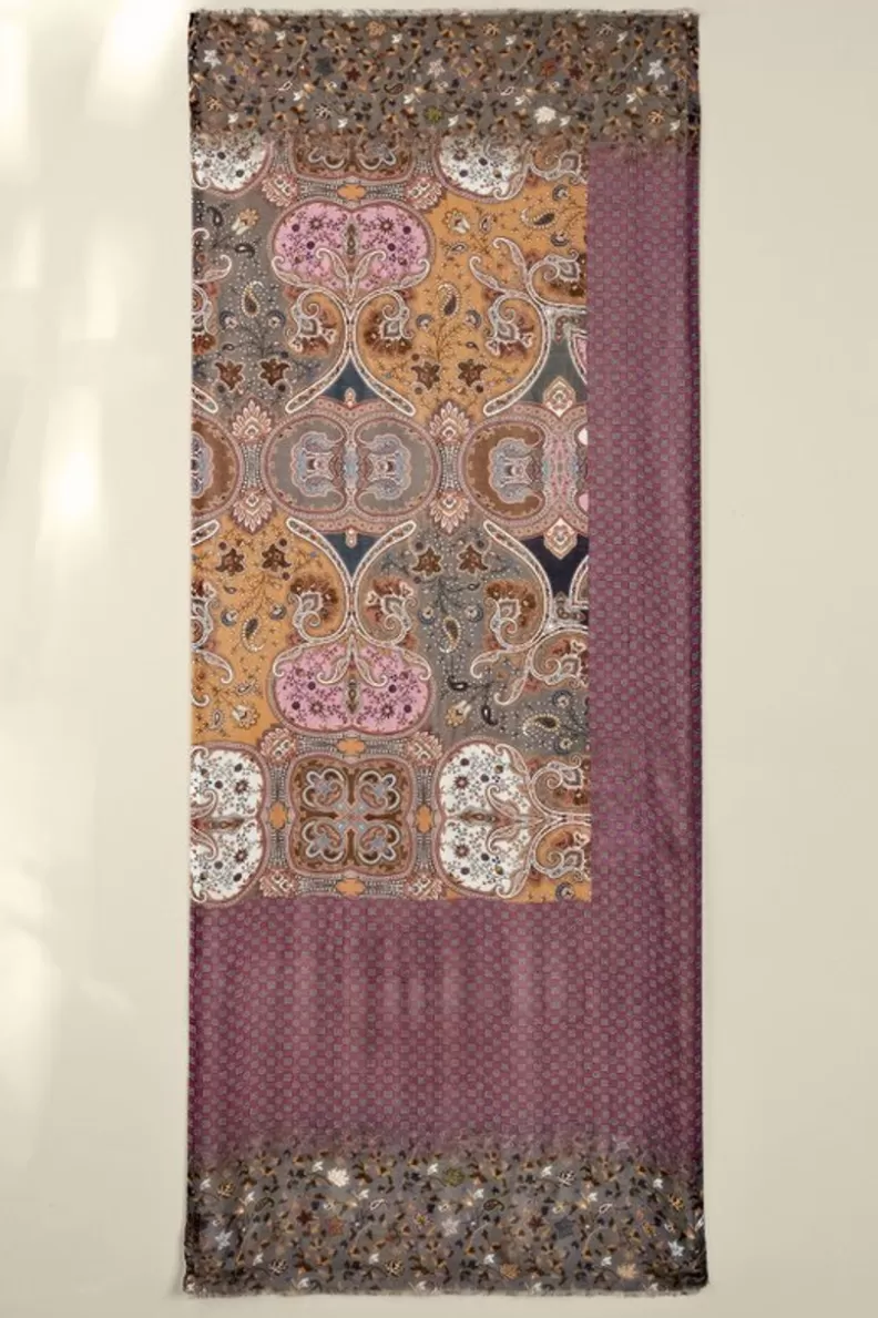Soft Surroundings Cadence Patchwork Scarf SangriaMulti Hot
