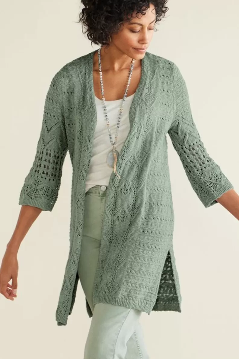 Soft Surroundings Calistoga Pointelle Cardigan GreenMilieu Shop