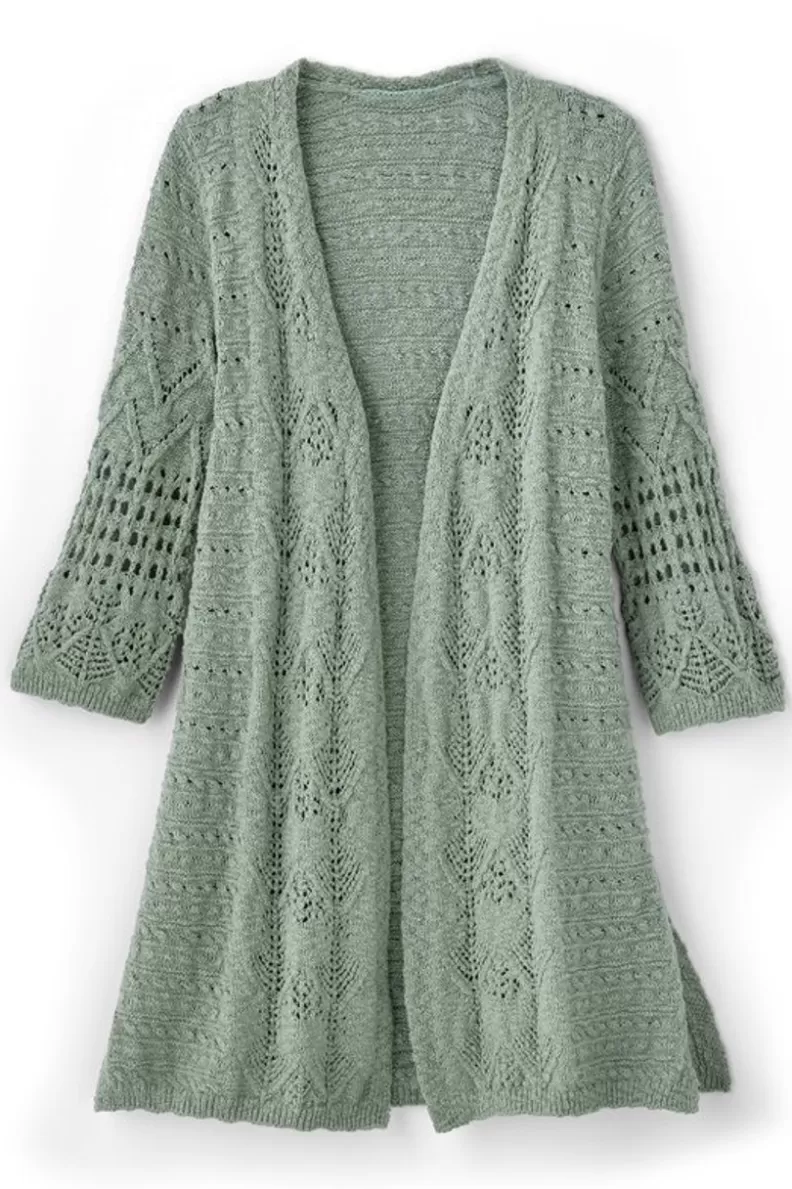 Soft Surroundings Calistoga Pointelle Cardigan GreenMilieu Shop