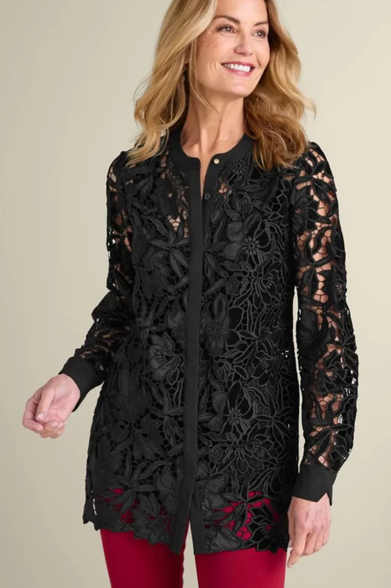 Soft Surroundings Candace Velvet Lace Tunic Black Best