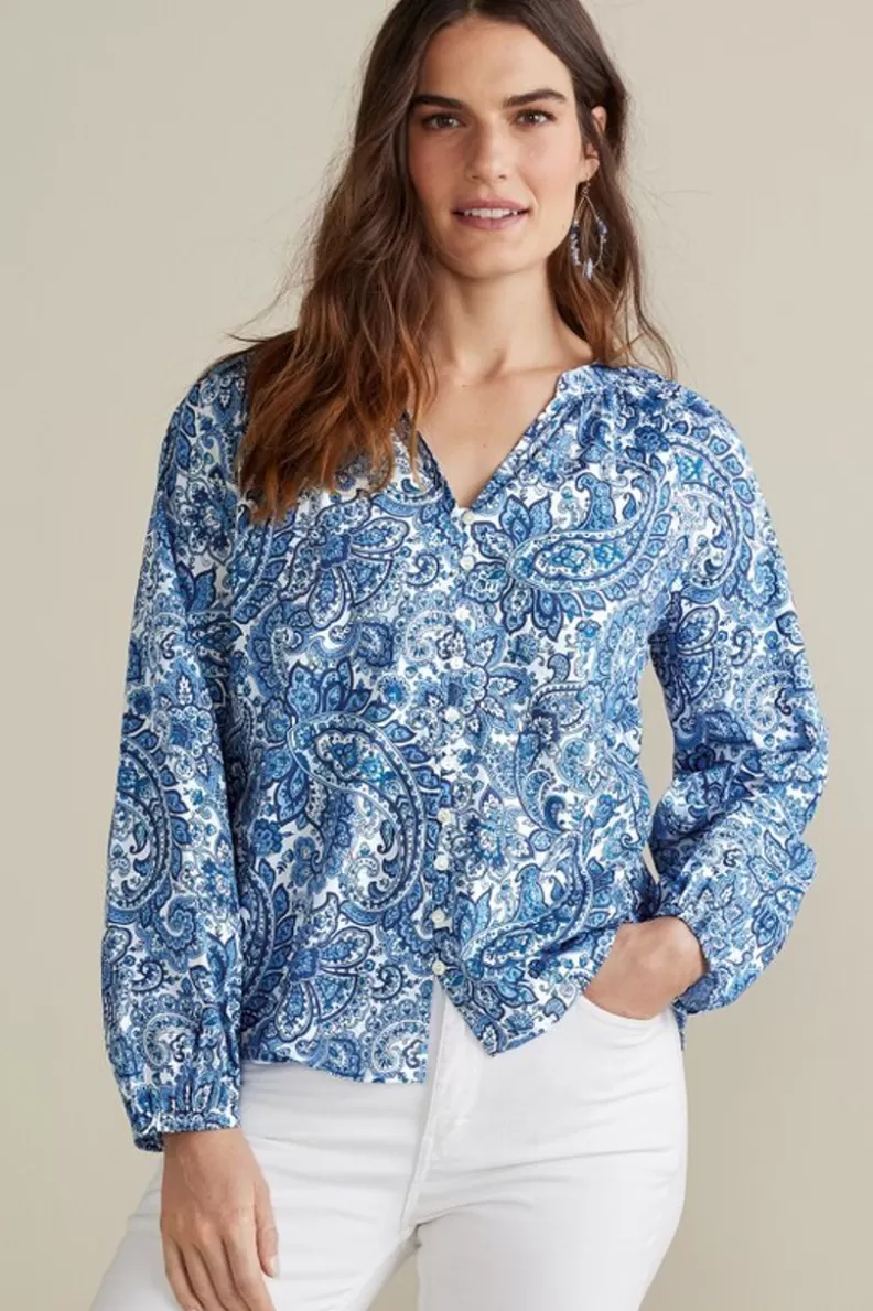 Soft Surroundings Celia Top SpringPaisleyChambray Best Sale