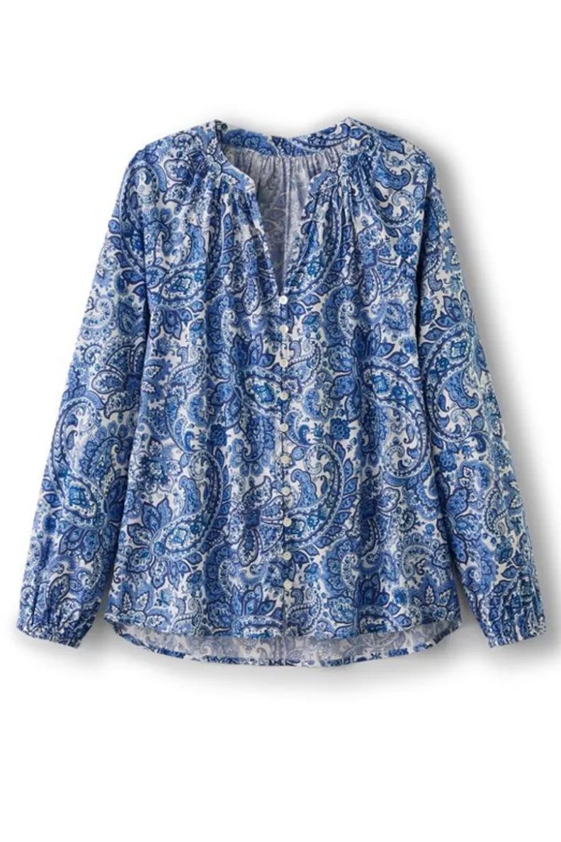 Soft Surroundings Celia Top SpringPaisleyChambray Best Sale