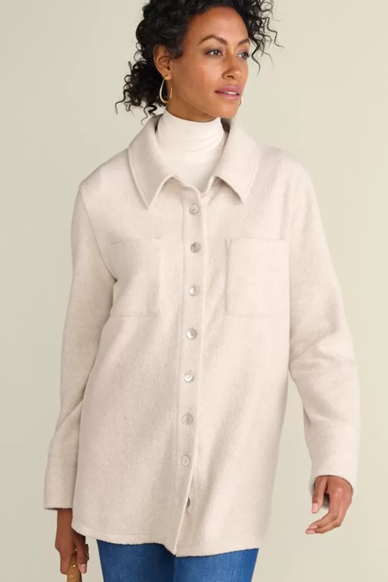 Soft Surroundings Cozy Boyfriend Shirt SoftTaupeHeather Best