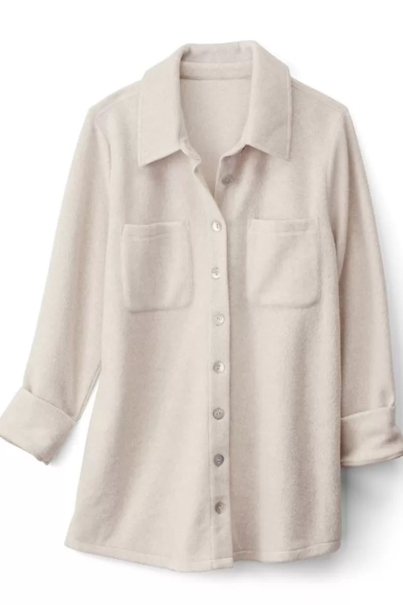 Soft Surroundings Cozy Boyfriend Shirt SoftTaupeHeather Best