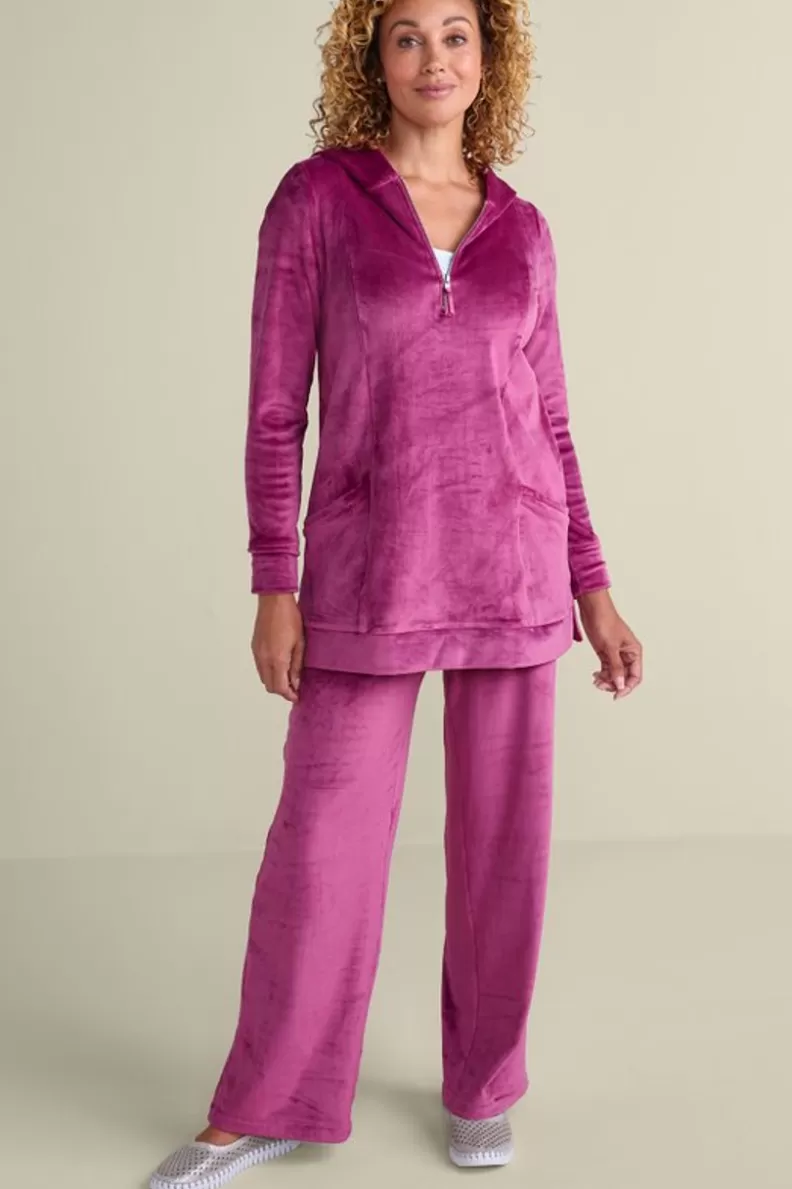 Soft Surroundings Dixie Velour Wide Leg Pants Boysenberry Hot