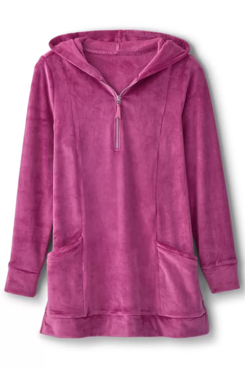 Soft Surroundings Dixie Velour Zip Hoodie Tunic Boysenberry Store