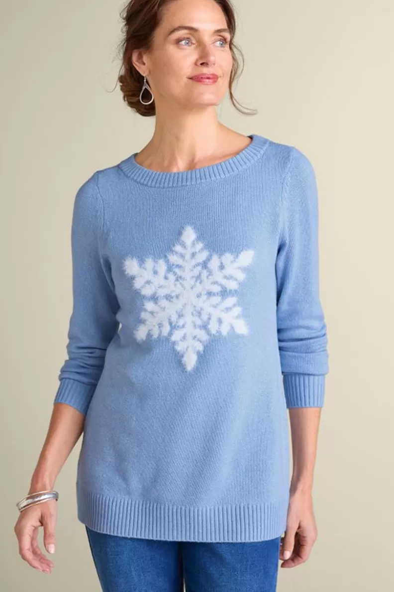 Soft Surroundings Draya Eyelash Sweater Snowflake Hot
