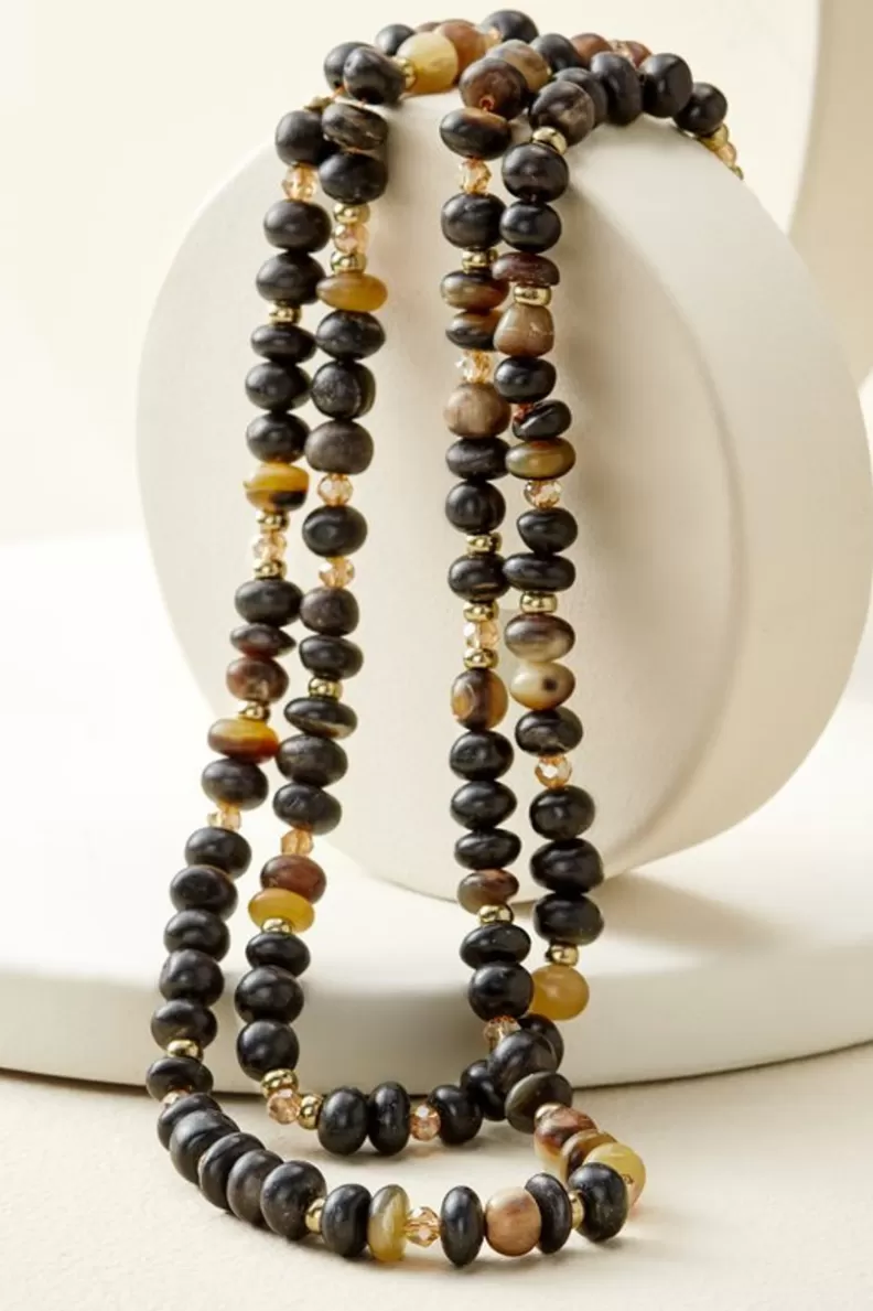 Soft Surroundings Ebony Beaded Necklace BlackMulti New