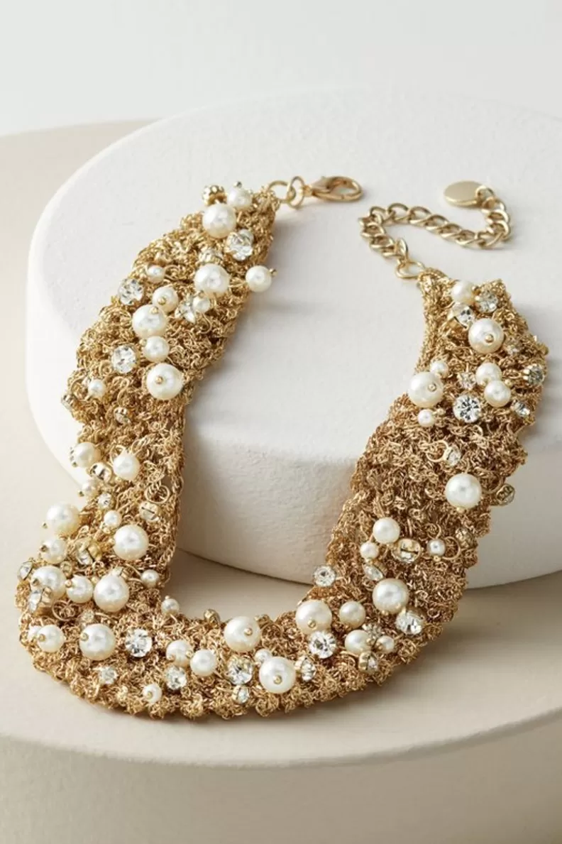 Soft Surroundings Elanore Crochet Pearl Necklace Gold Store