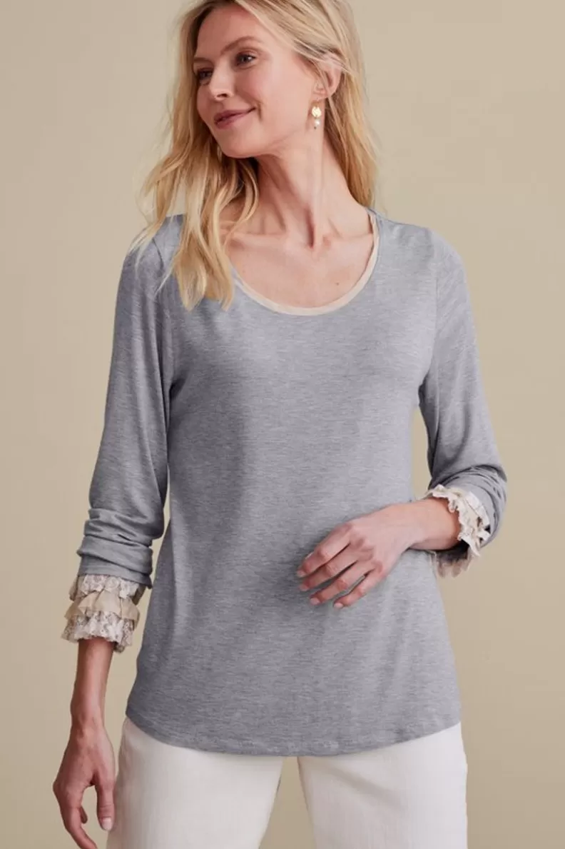 Soft Surroundings Ella Lace Top MediumGreyHeather Best