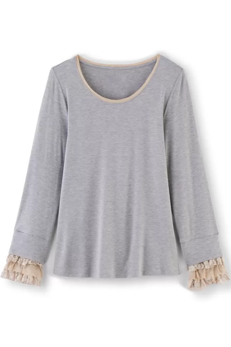 Soft Surroundings Ella Lace Top MediumGreyHeather Best
