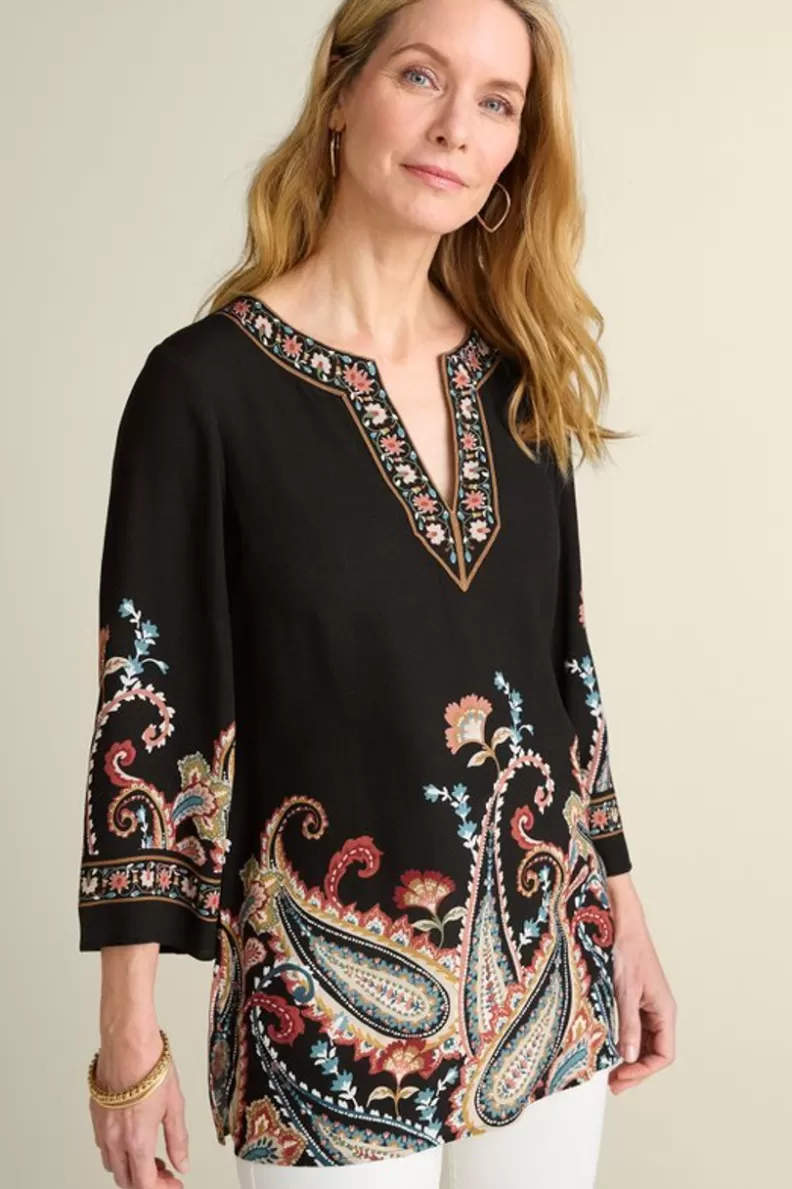Soft Surroundings Elma 3/4 Sleeve Tunic CascadingBrder Fashion