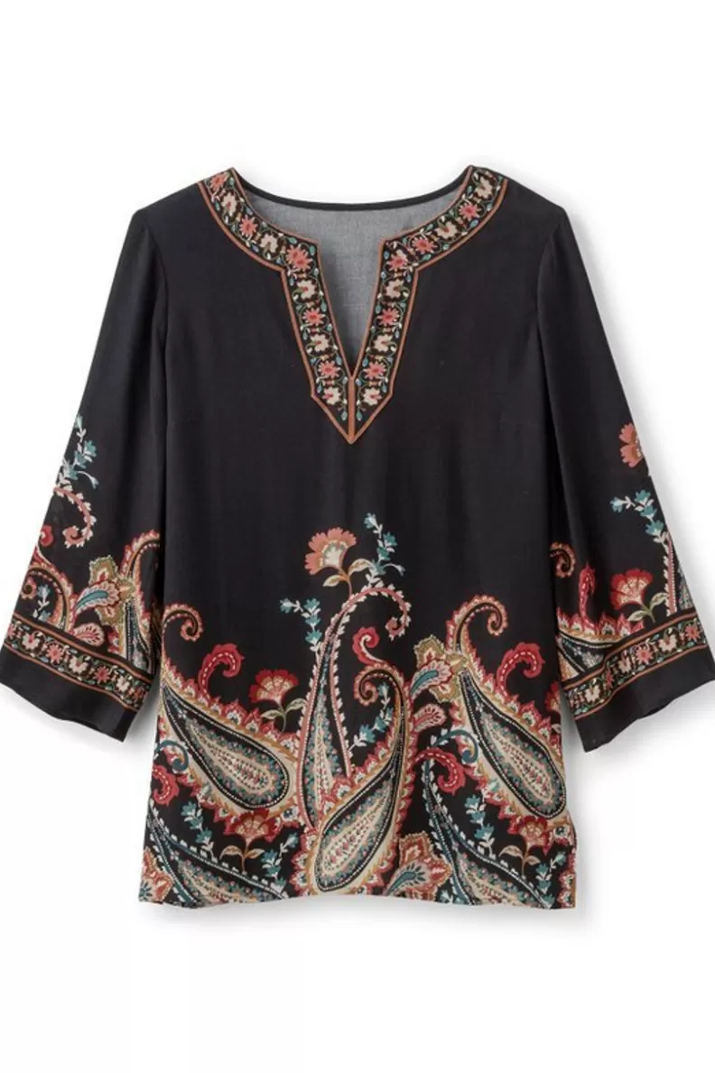 Soft Surroundings Elma 3/4 Sleeve Tunic CascadingBrder Fashion