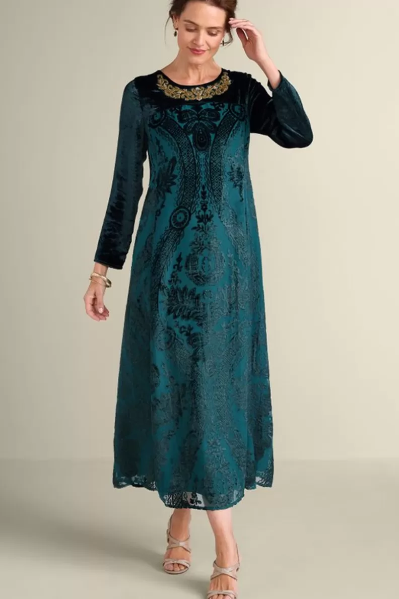 Soft Surroundings Emaline Velvet Burnout Maxi Dress JuneBug Fashion