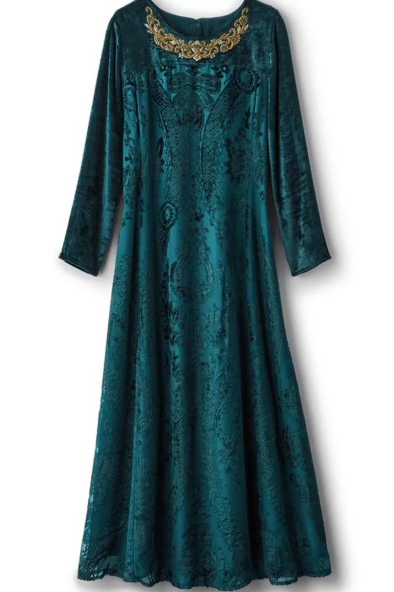 Soft Surroundings Emaline Velvet Burnout Maxi Dress JuneBug Fashion