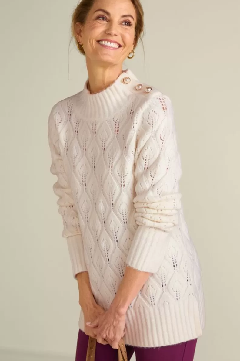 Soft Surroundings Ensley Button Sweater Tunic IvoryPearl Best Sale