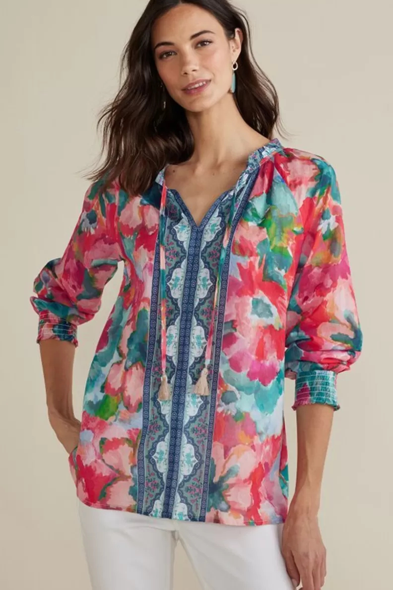 Soft Surroundings Evalina Top PinkRanunculus Flash Sale