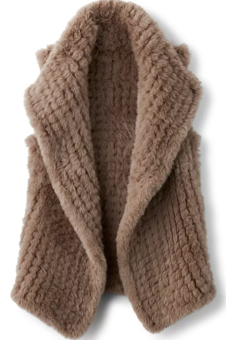 Soft Surroundings Faux Fur Draped Vest Taupe Fashion