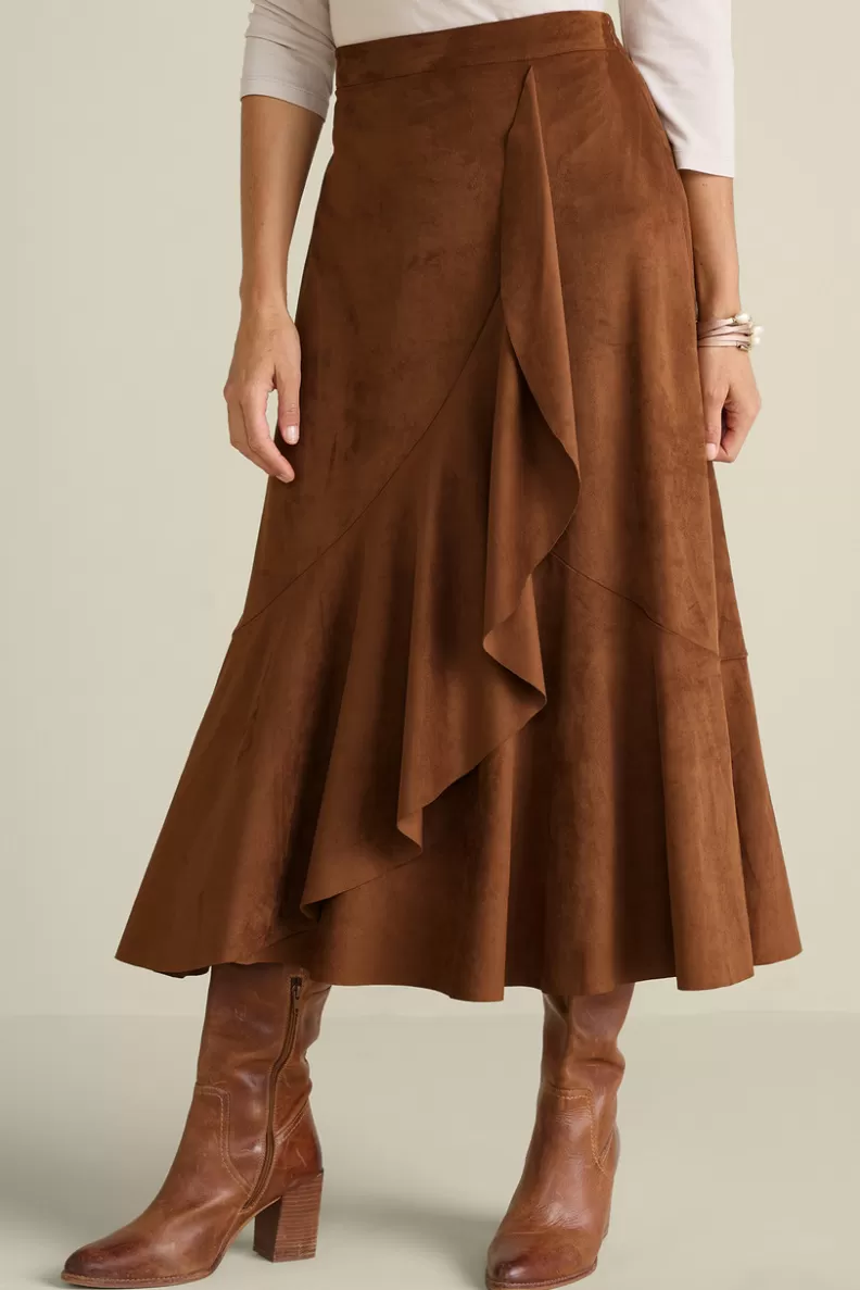 Soft Surroundings Faux Suede Skirt Saddle New