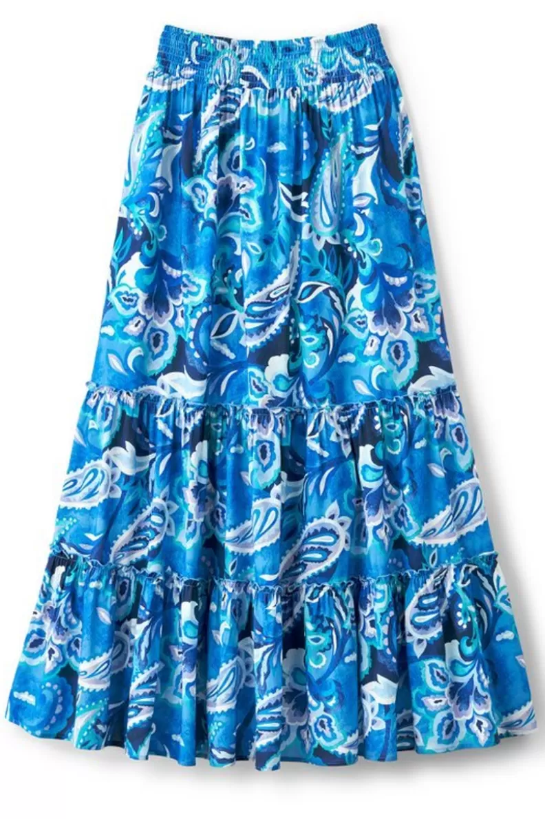 Soft Surroundings Feyre Maxi Skirt IslandSunPaisleyBlue Flash Sale