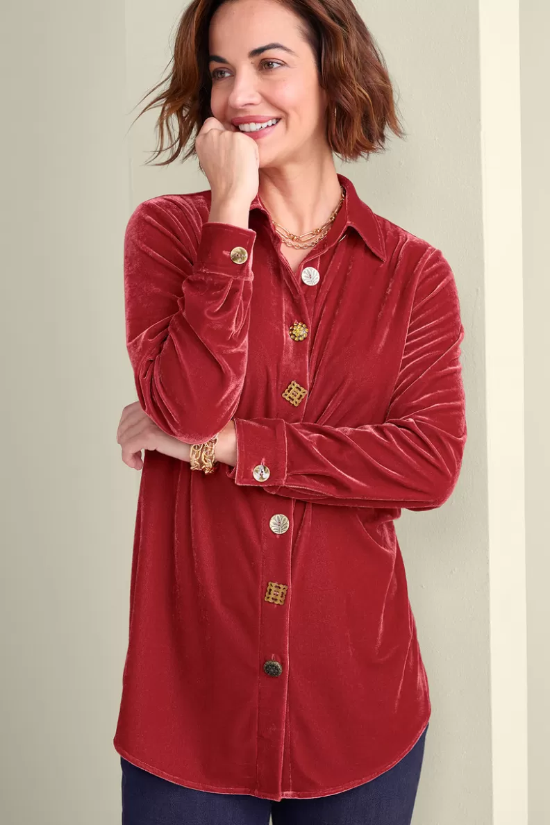 Soft Surroundings Filigree Velvet Boyfriend Shirt Best
