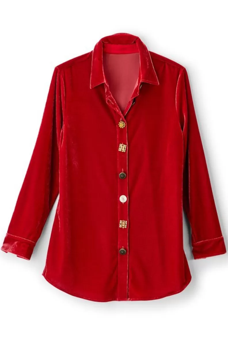 Soft Surroundings Filigree Velvet Boyfriend Shirt Best