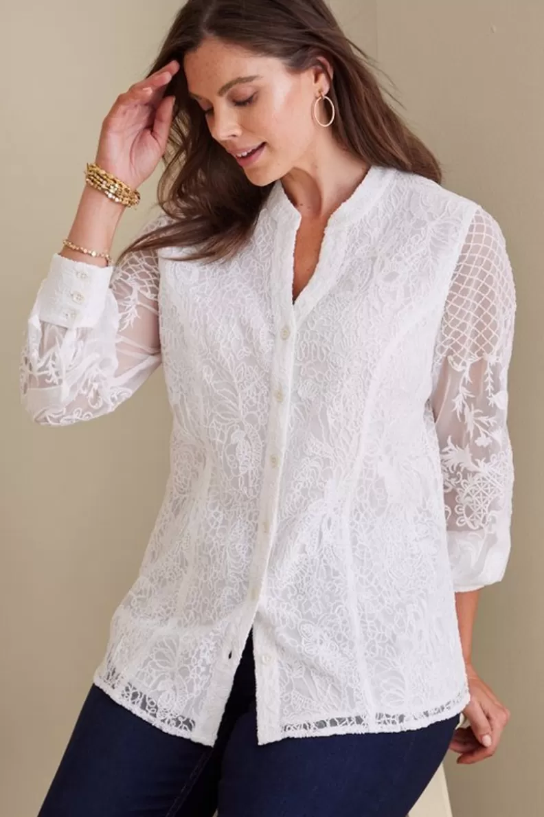 Soft Surroundings Fiori Top IvoryPearl New