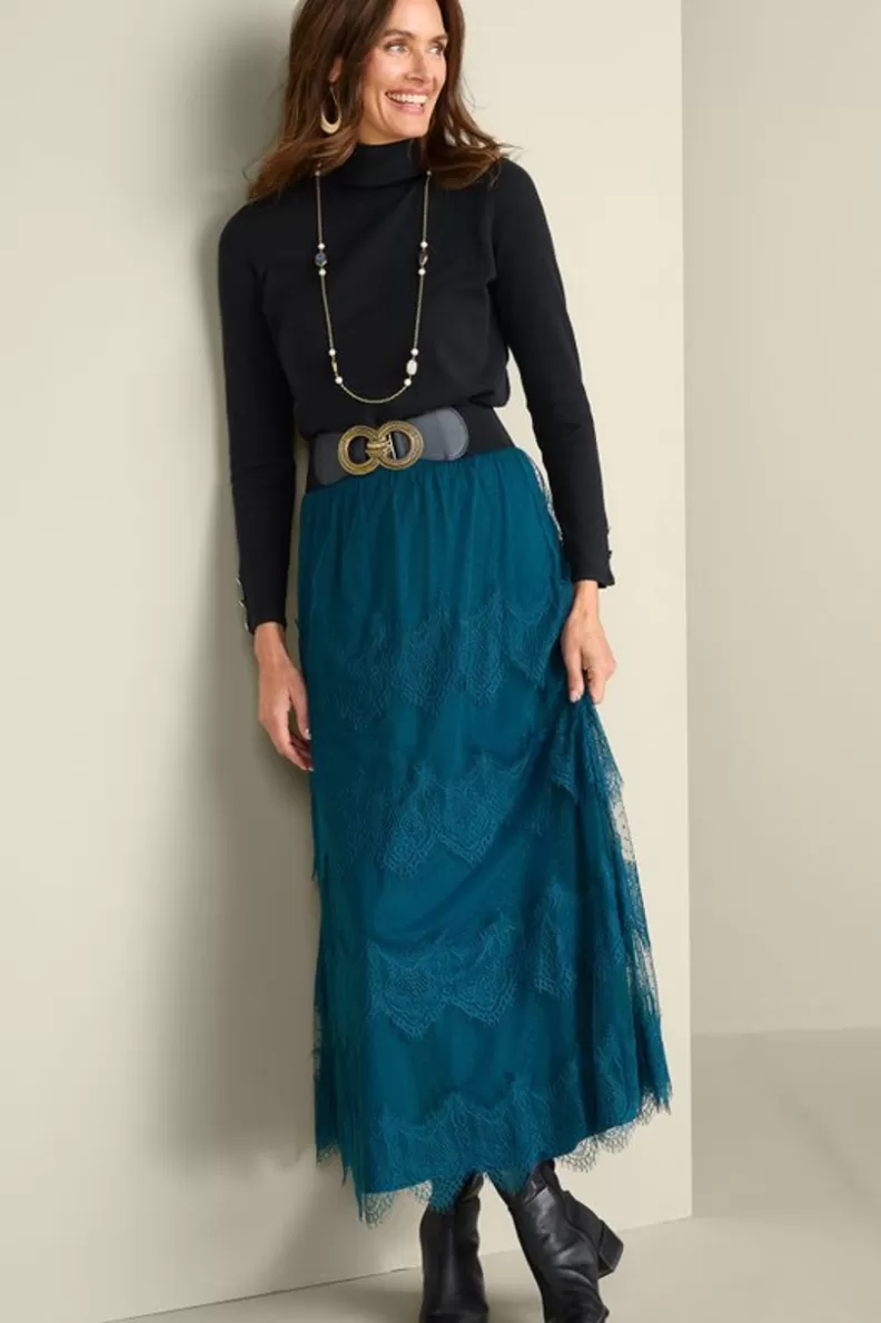 Soft Surroundings Frederica Lace Maxi Skirt SailorBlue Cheap