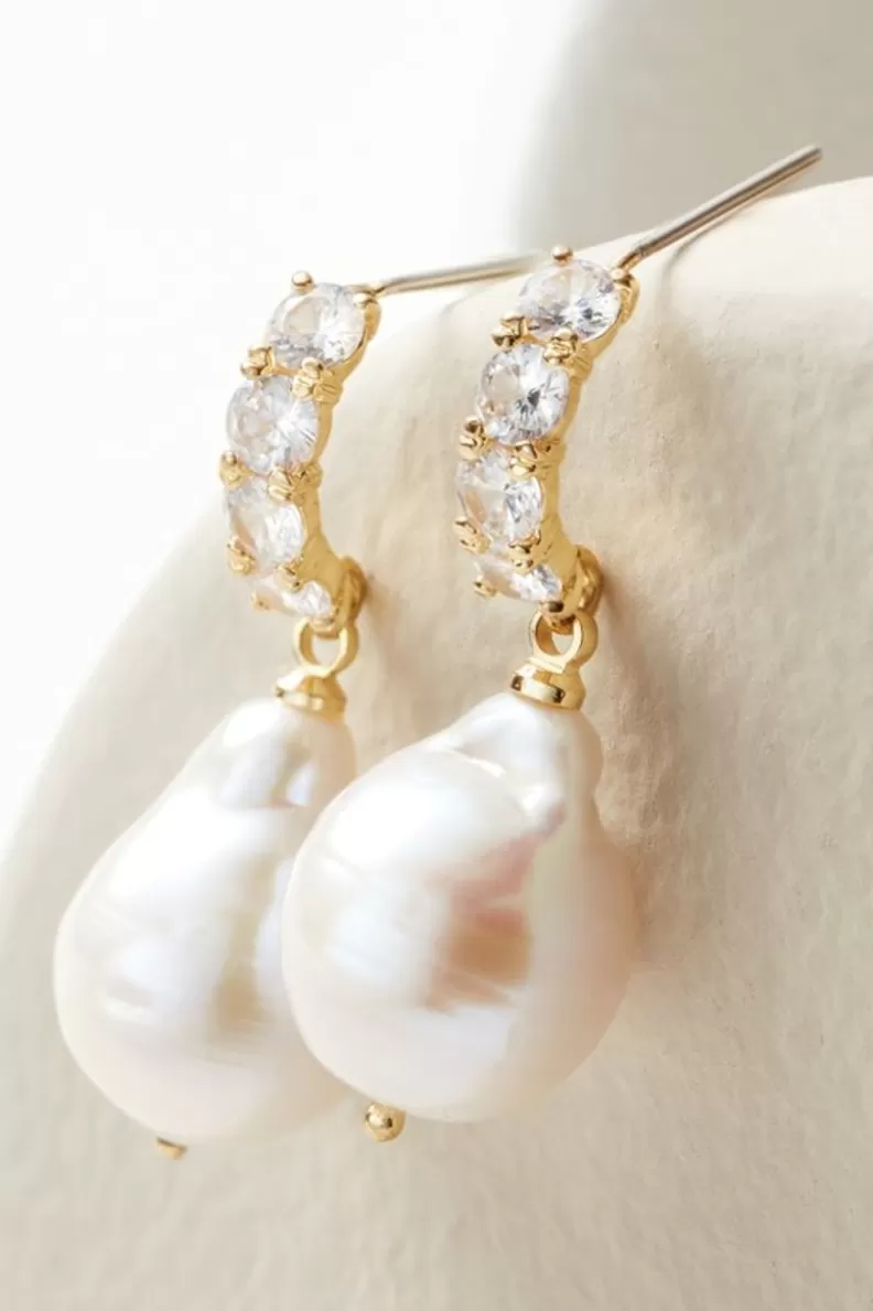 Soft Surroundings Genevieve Dangle Earrings Ivory/Gold Flash Sale