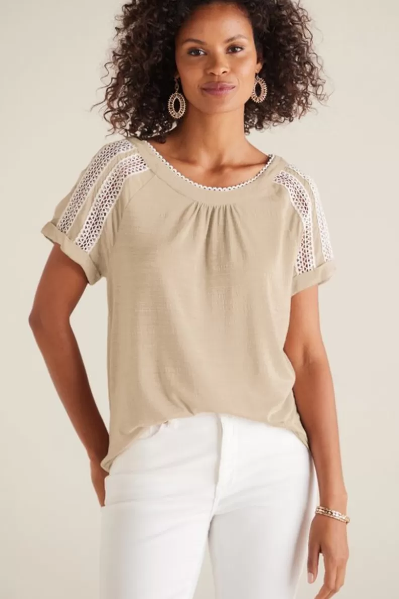 Soft Surroundings Halle Short Sleeve Top LightTaupe Fashion