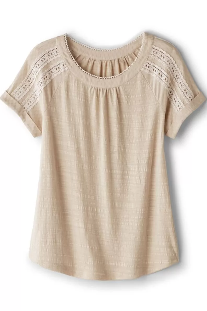 Soft Surroundings Halle Short Sleeve Top LightTaupe Fashion