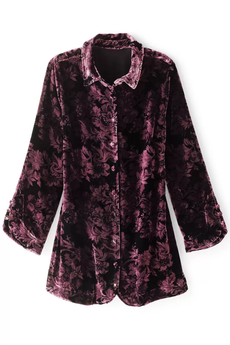 Soft Surroundings Icon Silk Velvet Poets Tunic Shirt Best