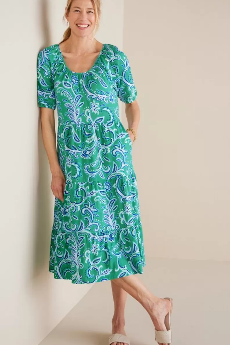 Soft Surroundings Ilana Midi Dress GreenLeafIkat Best Sale