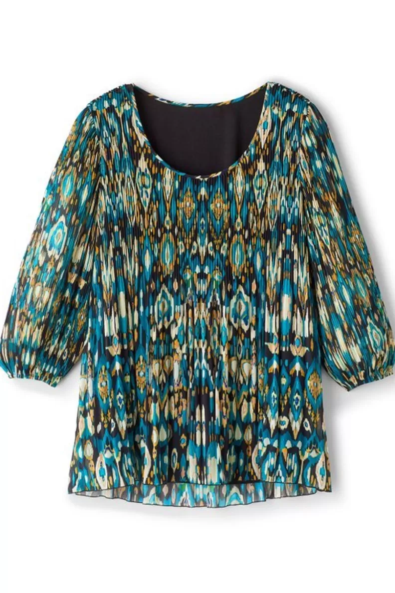 Soft Surroundings Imrie 3/4 Sleeve Tunic MenaraIkatBlue Store