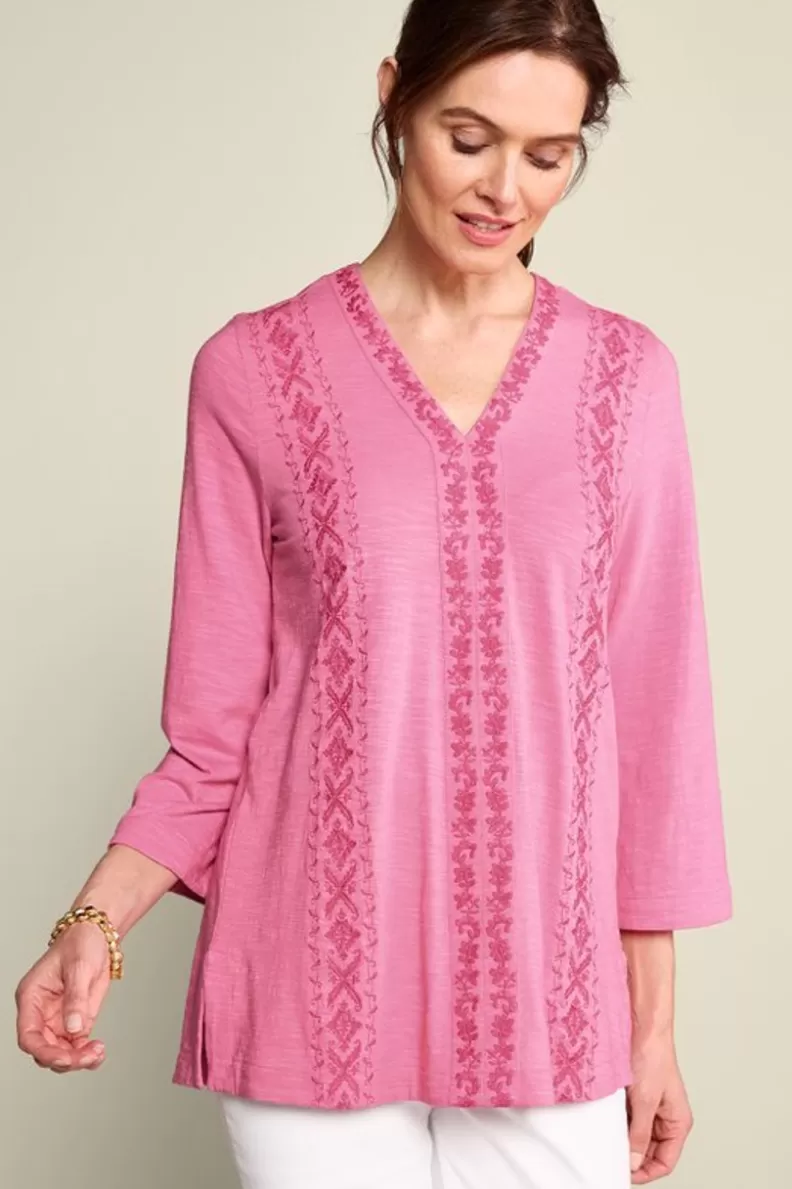 Soft Surroundings Ingrid Embroidered Tunic AzaleaPink New