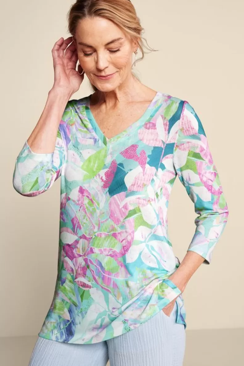 Soft Surroundings Iris 3/4 Sleeve Tunic TropicalMulti Flash Sale