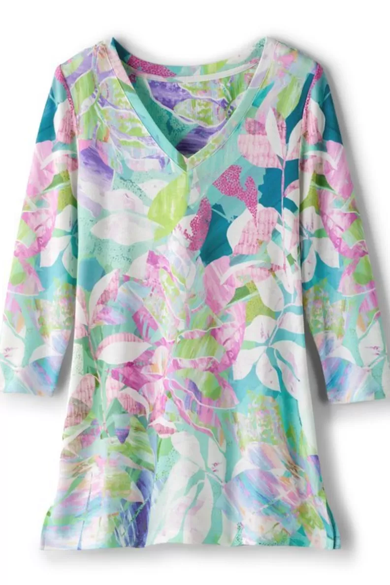 Soft Surroundings Iris 3/4 Sleeve Tunic TropicalMulti Flash Sale